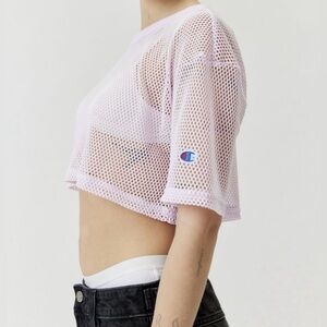 Champion Pink Cropped Mesh Tee Size Large